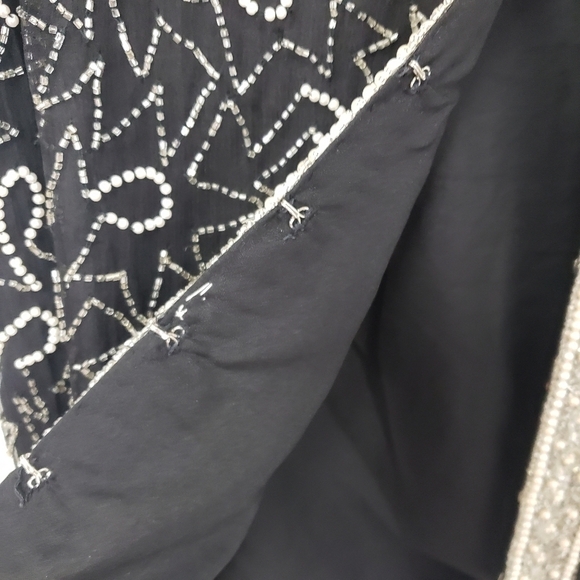 Vintage Laurence Kazer New York 100% Silk Beaded Short Sleeve Jacket XL EUC - Picture 10 of 13